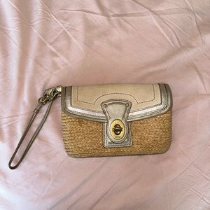 Vintage Coach Straw Woven Wristlet